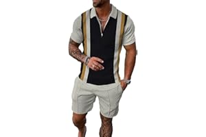 BIRW Men‘s Track Suits 2 Piece Summer Short Sets Outfits Fashion Polo Shirt Casual Short Sleeve and Shorts set