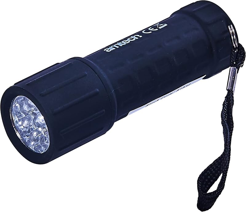 Amtech 9 LED Mini Torch Soft-Touch Grip Wrist Strap Camping Fishing Emergency