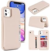 iCoverCase Compatible with iPhone 11 Case with Card Holder, Wallet Phone Case for Women Men RFID Blocking PU Leather Protective Case 6.1 Inch (Beige)