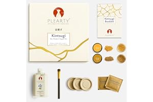 PLEARTY Kintsugi Repair Kit Food-Safe Linseed Resin Dishwasher-Proof 20g Metallic Gold Mica Powder Detailed Booklet Modern Kintsugi kit for Beginners Japanese Art Gold Repair Kit