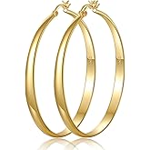 Senteria Large Sterling Silver Hoop Earrings for Women Hypoallergenic Silver Hoop Earrings Lightweight Thin Big Hoops Earring for Women Thin 40/50/60/70MM