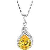 Lwsary Infinity Teardrop Necklace 925 Sterling Silver Pear Shaped Pendant Birthstone Jewelry Gifts for Women