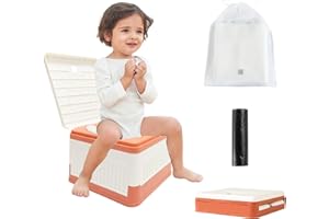 Ocanoiy Foldable Potty, Portable Potty for Toddler Travel,Mobile Folding Baby Potty Training Toliet Seat, Baby Toilet Potty Chair for Car Camping Indoor Outdoor (Orange)