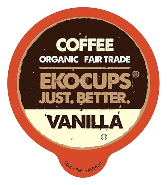 EKOCUPS ARTISAN ORGANIC VANILLA FLAVORED HOT OR ICED COFFEE, MEDIUM ROAST, IN RECYCLABLE SINGLE SERVE CUPS FOR THE KEURIG K CUP BREW, 40 COUNT
