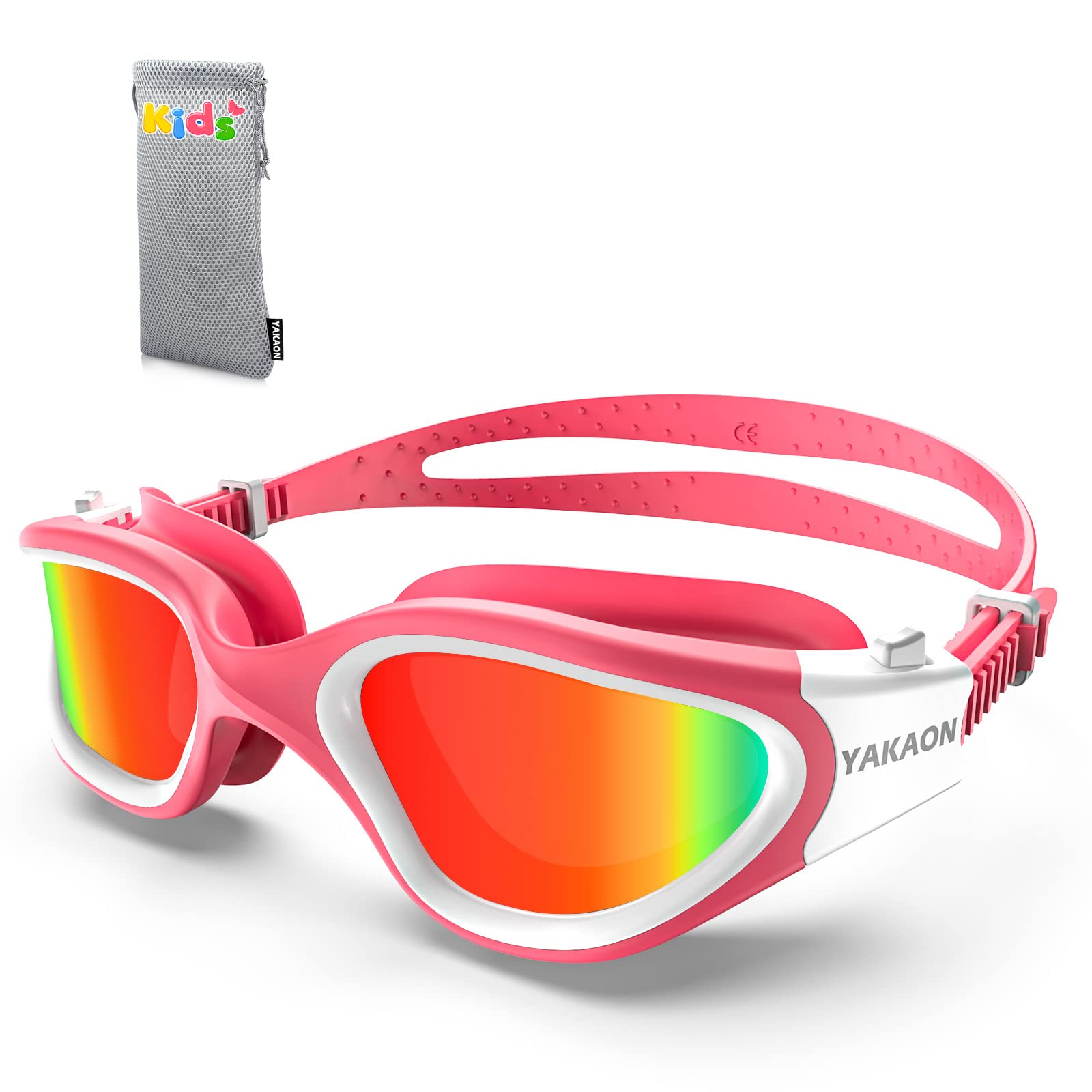 YAKAON Kids Swim Goggles, Comfortable Polarized Swimming Goggles for Unisex-child, Anti-Fog UV Protection Leak-proof Swim Goggles for Children with Protective Bag (Age 6-14) — image 1