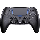 JDDWIN LED Wireless Gaming Controller for PS5/PC/Android/IOS/MAC/Steam Deck,Hall Effect Joystick, Bluetooth, 3.5mm Audio Jack, Dual Vibration, 6-Axis Motion Contro Gamepad with Speaker (Black)