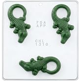 Alligator Chocolate Candy Mold 1310, 3 Cavities, Each Piece Approximately 2.4" x 5"