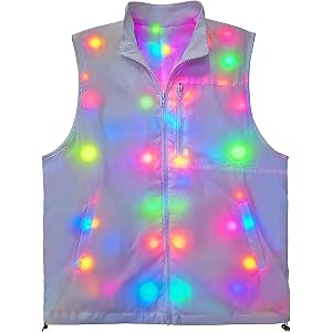 NIWOTA LED Light up Vest with Sound-Reactive for Women and Men | led light up,Sound-Activated Rhythmic Lighting,Ultra-Lightwe