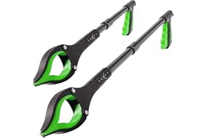 Grabber Reacher Tool - 2 Pack - Updated Version Long 19/32 Inch Foldable Pick Up Stick - Strong Grip Magnetic Tip Lightweight Trash Picker Claw Reacher Grabber Tool for Elderly Reaching, Luxet (Green)