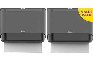 PLUSSEN Commercial Paper Towel Dispenser Wall Mount Classicseries Slimfold Hand Towels Holder for Sanitary Pack of 2 Dark Gray