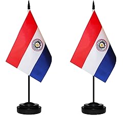 Paraguay Paraguayan Small Mini Desk Flag Set