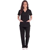 Just Love Women's Medical Scrubs Set, 6-Pocket V-Neck Top &amp; Cargo Pants, Cotton Blend Nursing Uniform
