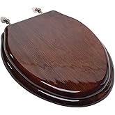 Comfort Seats C1B1E18BN Designer Solid Wood Toilet Seat with PVD Brushed Nickel Hinges, Elongated, Dark Brown