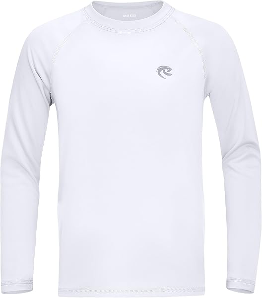 Boys UPF 50+ Swim Shirt Long Sleeve, 1 or 2 Pack UV Sun Protection Rash Guard, Youth Kids SPF Water Shirts for Beach Surf