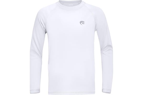 Boys UPF 50+ Swim Shirt Long Sleeve, 1 or 2 Pack UV Sun Protection Rash Guard, Youth Kids SPF Water Shirts for Beach Surf