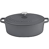 Cuisinart Chef's Classic Enameled Cast Iron Oval Covered Casserole (Dark Grey, 7- Quart)