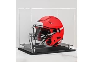 WANLIAN Football Helmet Display case Full Size,Self-Assembly Acrylic Helmet Display Case with Black Protection Holder Base,UV Protection Clear Sports Memorabilia Showcase for Basketball Sneakers