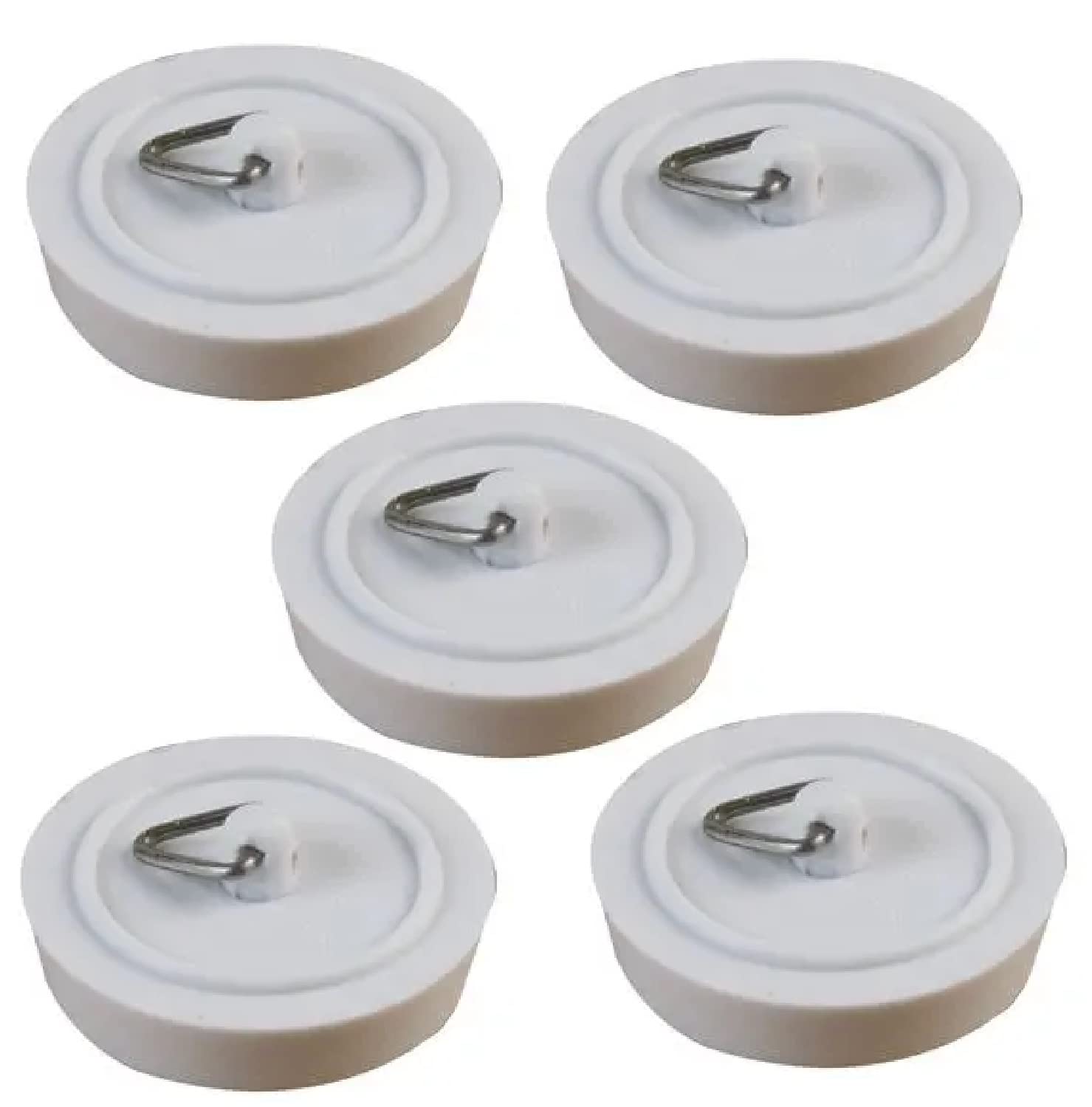 TERF® White Rubber Bath and Basin Plug 45mm (1.3/4 inch) For Kitchen Bathroom Bathtub Sink Plug Drain stopper 45mm - Pack of 5