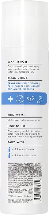 e.l.f. Skin Pure Skin Toner Gentle Exfoliating Oat Milk Aloe Niacinamide 6.7oz view 6