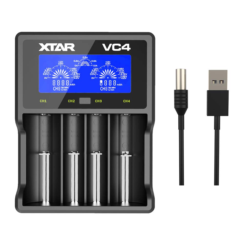 XTAR VC4 4-Bay 18650 Fast Charger with LCD Display
