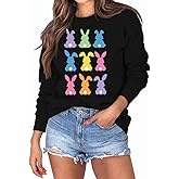 Muhuyi Easter Bunny Sweatshirt Women Long Sleeve Cute Rabbit Bunny Peeps Graphic Tees Happy Easter Pullover Tops