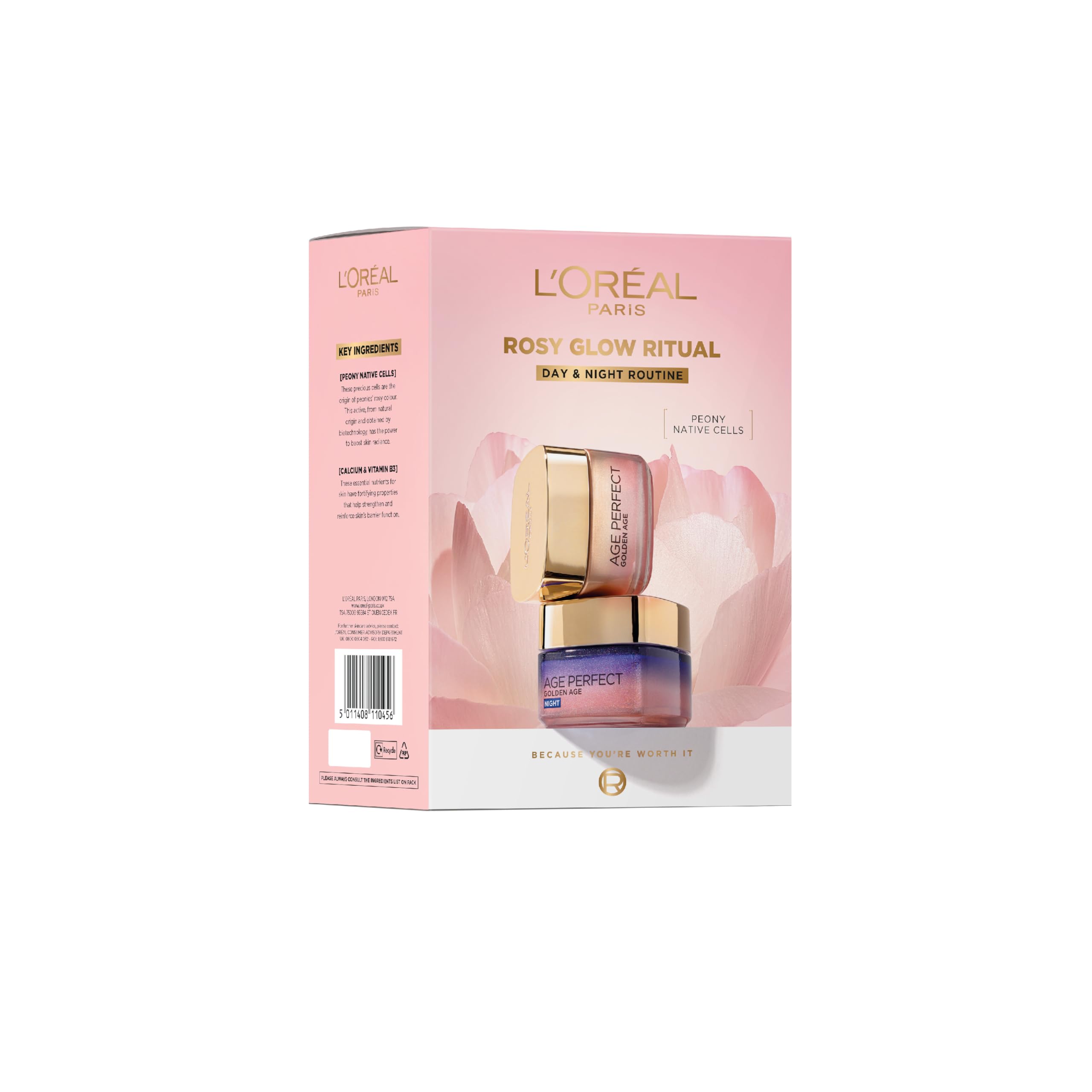 L'Oreal Paris Rosy Glow Ritual Giftset; Day and Night Moisturiser to Deeply Moisturise, Formulated with Peony Native Cells + Calcium B3, Rosy Fortifying Day Cream & Night Cream, Day & Night Routine — image 1