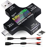 USB C Tester,KJ-KayJI 2 in 1 Tester Color Screen IPS Digital Multimeter(2024),Voltage,Cur,Pwr,Resistance,Elec,Temp,Capacity,Tme,Fast Charging,with USB Clip Cable Support PD2.0/PD3.0,QC2.0/QC3.0,BC1.2