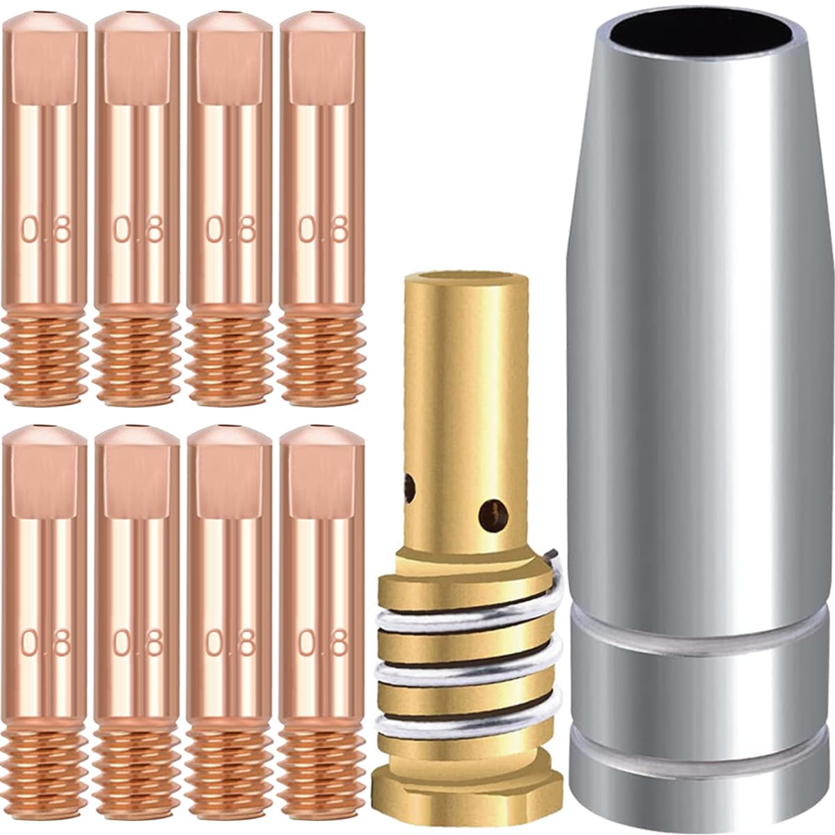 EATBALE MB14 14AK Contact Tip, 10Pcs M6 MIG Tips Welding Torch Contact Tip 0.8mm / 0.030" Tips Holder Difuser Welding Gun Accessories for MB14 14AK MIG/MAG Welding Torch