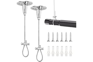 2 Pack Adjustable Ceiling Curtain Rod Bracket Kit 59 Inch Heavy Duty Closet Rod Support Bracket Stainless Steel Ceiling Suspe