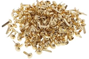 B BAOSITY Baosity 200 Pieces Mini Round .5mm Metal Brads Paper Fasteners Scrapbooking Embellishment for Paper Decoration Craft, Gold