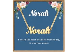 Ldurian Happy Mother's Day Name Necklace Personalized | Name Pendant Necklace Christmas Gifts | 14K Gold Dainty Name Plate Necklaces Birthday Jewelry Gift for Teen Girls