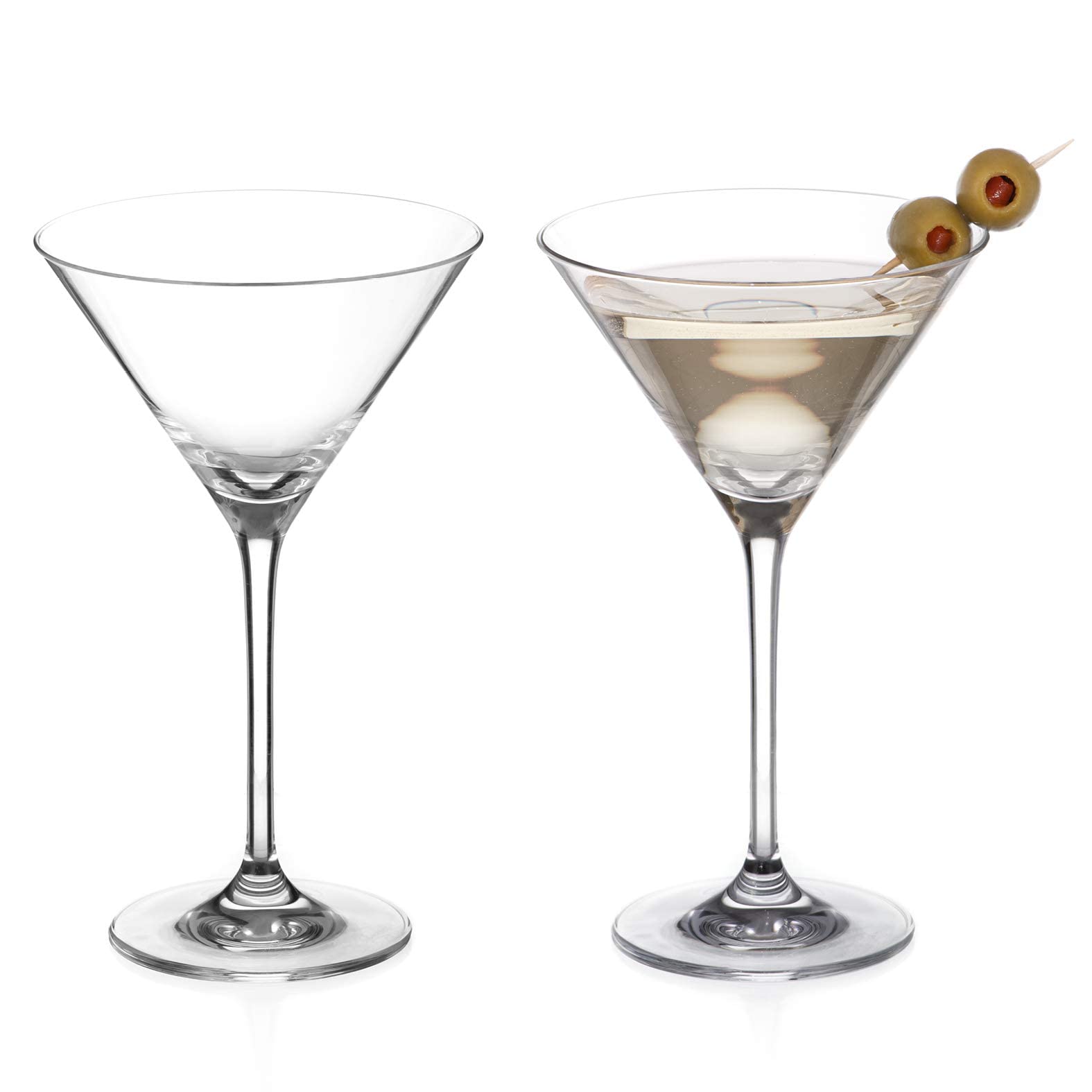 DIAMANTE Martini Prosecco Cocktail Glasses Pair - ‘Auris’ Collection Undecorated Crystal – Gift Box of 2