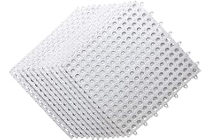 FVSEC 12PCS Interlocking Soft PVC Floor Tiles, No-Slip Pool Shower Bathroom Kitchen Mat with Drain Hole 11.75'' x 11.75'' Decking Tiles Outdoor and Indoor