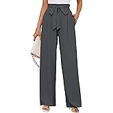 KORSIS Women's Wide Leg Lounge Pants Lightweight High Waisted Loose Work Elastic Casual Outfits Trousers with Pockets (S-2XL)