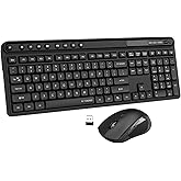 Wireless Keyboard and Mouse Combo, E-YOOSO Full-Sized Computer Wireless Keyboard and Optical Mouse, 2.4Ghz USB Lag-Free Cordless Combo, for Windows, Mac OS PC/Desktop/Laptop