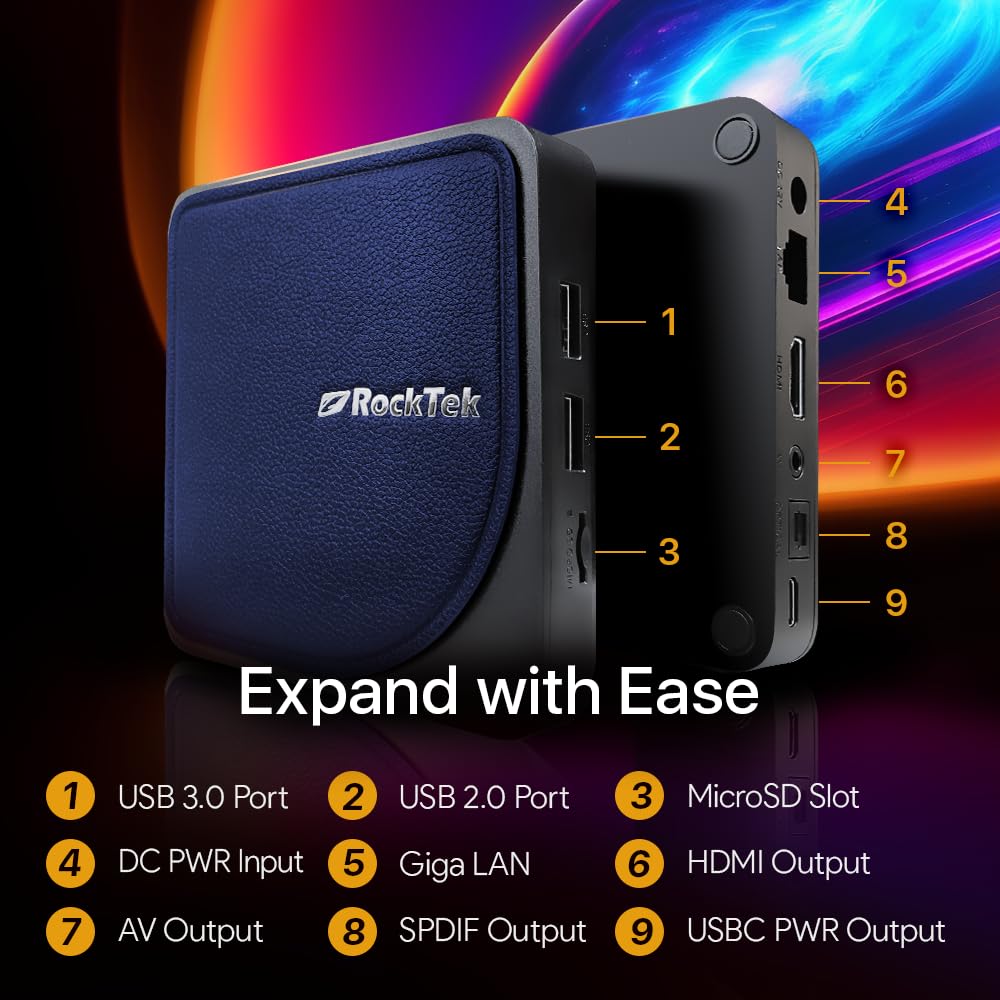 RockTek G2 Android TV 4K Streaming Media Player, Dolby Vision-ATMOS, HDR10+, DTS-X, NVIDIA GeForce Now cloud gaming, Netflix, Prime Video, YouTube, Apple TV+, Hulu, Disney+, and More, Google Assistant