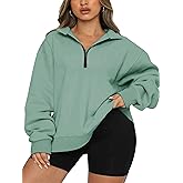 Chulianyouhuo Womens Plus Size Half Zip Pullover Long Sleeve Oversized Sweatshirt Drop Shoulder Hoodie Teen Girls Y2K Clothes