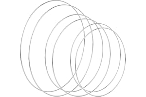 Framendino, 6 Pack Silver Metal Floral Hoop Wreath Macrame Rings Dream Catcher Ring for Wedding Wall Hanging Decor DIY Craft(8Inch/ 10Inch/ 12 Inch)