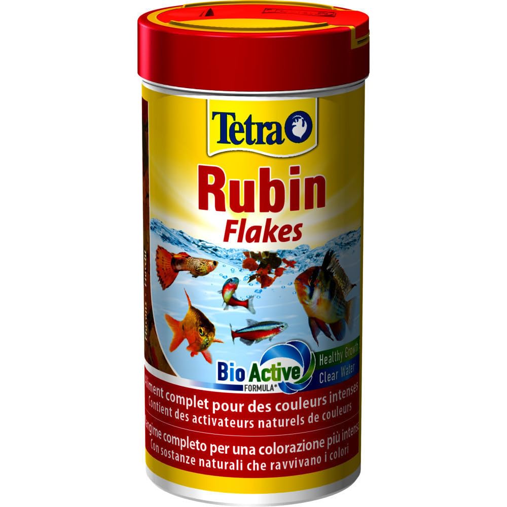 TetraRubin Staple Feed (for Ornamental Fish, with Natural Colour Intensifiers, plus Probiotics for Improved Bodily Functions and Feed Conversion), Various Sizes