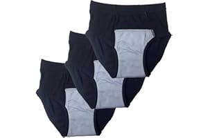 3-Pack Men’s Incontinence Underwear Cotton Regular Absorbency Reusable Washable Urinary Incontinence Briefs 150ml pad (XXL, B