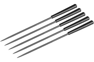uxcell 5Pcs Second Cut Steel Round Needle File with Plastic Handle, 3mm x 140mm
