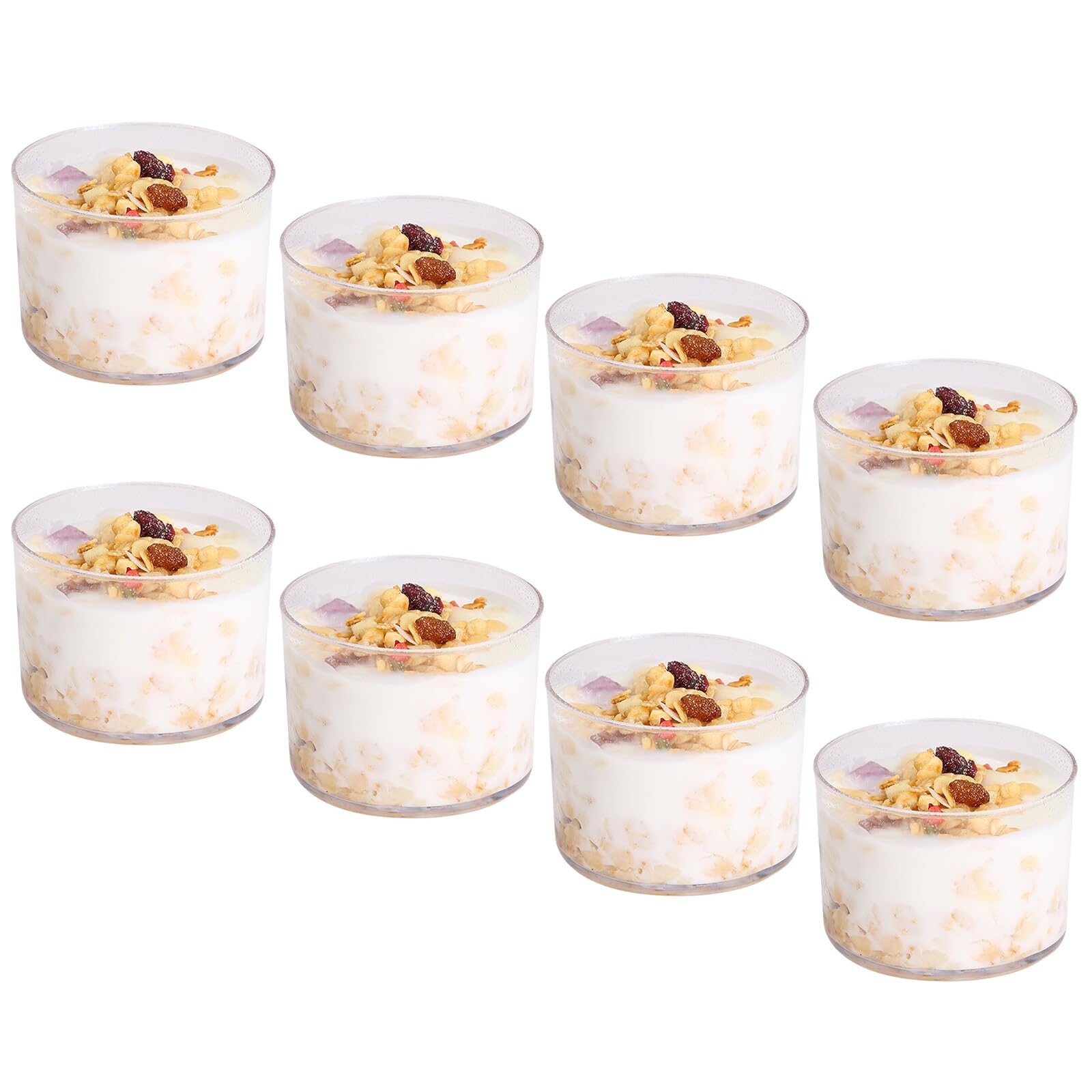 Greyoe Round Dessert Glasses, 8 Pcs Transparent Mini Pudding Cups High Temp Resistant for Dessert, Ice Cream & Beverage