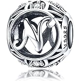 RUKYF Letter Charms 925 Sterling Silver Initial A-Z Bead Charms for Bracelets Necklaces, Cubic Zirconia Alphabet Beads Personalized Gifts for Women