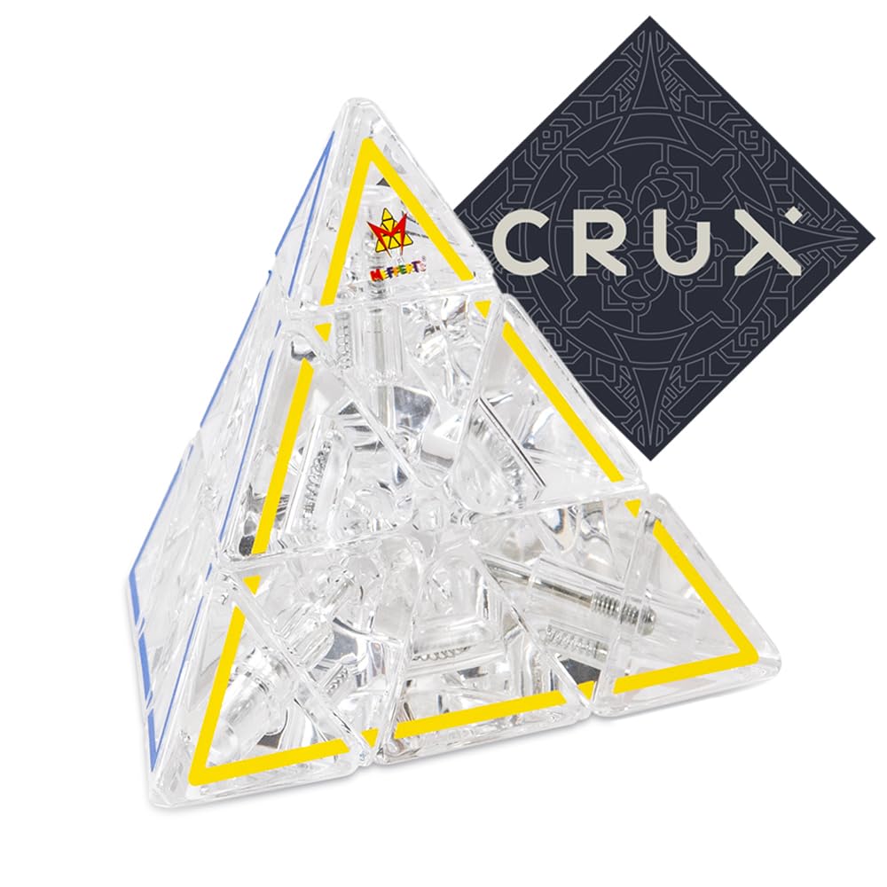 Meffert’s Crystal Pyraminx Puzzle - Very Difficult Unique Cube Style - Includes Crux Sticker