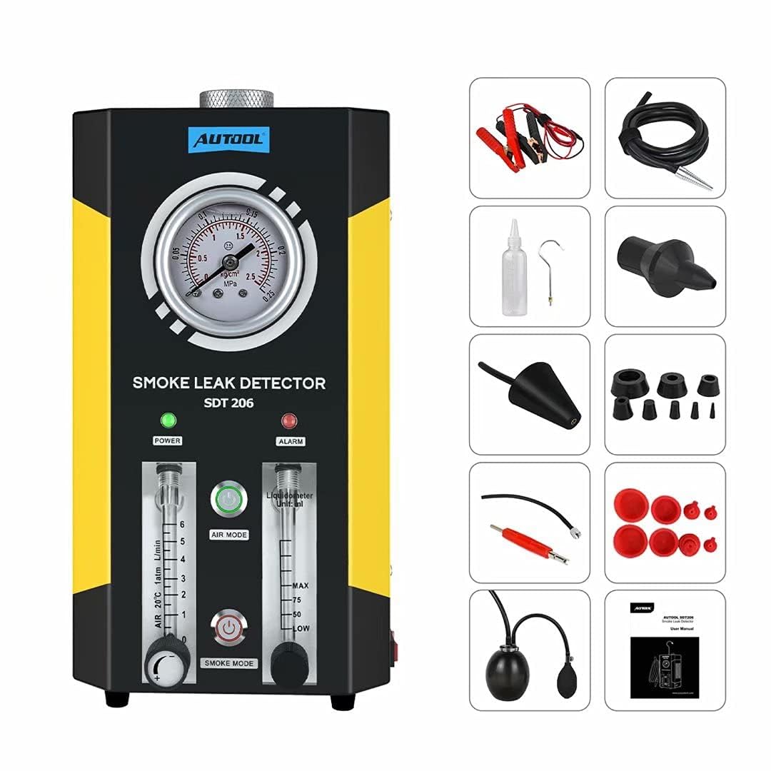 AUTOOL SDT206 Automotive Smoke Machine EVAP Leakage Detector 12V Car Fuel Pipe System Leakage Testing Machine Vacuum Leaks Diagnostic Tester for Vehicle Truck and More