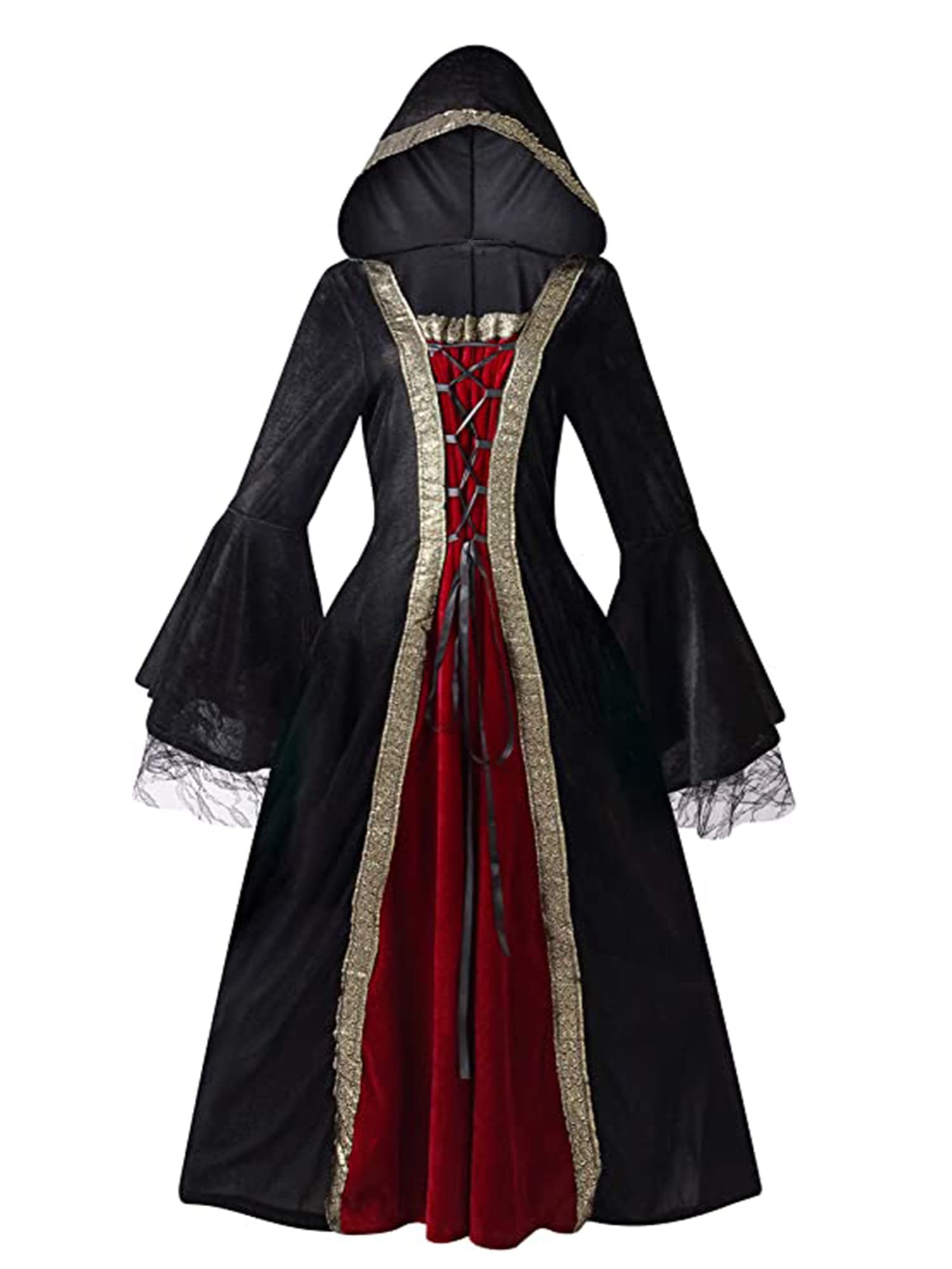 maxToonrain Medieval Costume Women Accessories,Women's Halloween Costumes Renaissance Dress Burgundy Vintage Gothic Velvet Victorian Dresses World Book Fancy Dress For Women(Black，2XL) — image 1