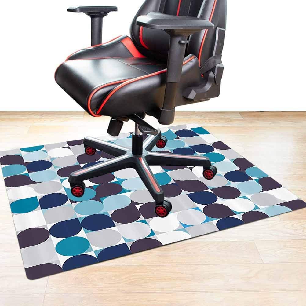 Computer Chair mat, Retro Inner Circles Pattern with Squares Mosaic Style Old Fashion Print, 35" x 47" Office Chair Cushion mat for Hardwood Floors : Office Products