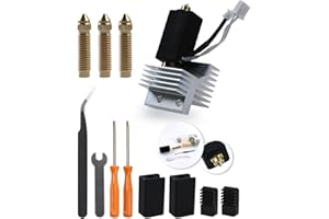 Manolindox 8Pcs Set for Centauri Carbon Ceramic Hotend Kit, Thermal Efficiency Increased by 15%, with 0.8/0.6/0.2/0.4MM Hardened Steel Brass Nozzles Silicone Socks Nozzle Brush and Kit Tools