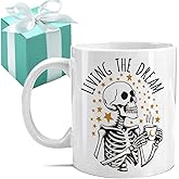 Funny Skeleton Mug Weird Cup Gift Mental Health Mug Sarcastic Gift for Him Her - Funny Coffee Cup Gifts for Work Bestie Boss Employer Best friend - New Job Mugs - Fun Coworker Birthday Gifts for Women