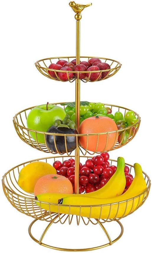 3Tier Fruit Basket, 3Layer Large Capacity Modern Kitchen Countertop